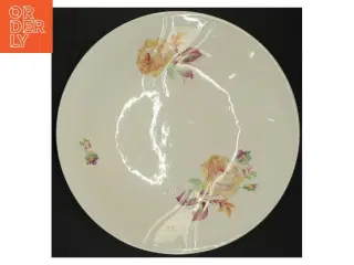 Blomsterdekoreret porcelænstallerken (str. Diameter 27 og en halv cm)