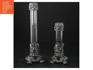 Dekorative lysestager med glasdesign (str. 24x7&16x7 cm)