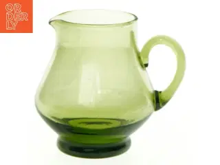 Retro flødekande i grønt glas (str. 8 x 7 cm)