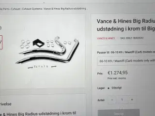 Vande Hines udstødning til HD softtail +Screamin 