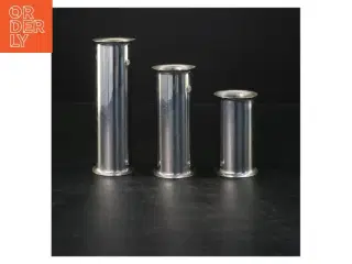 Rustfri stål lysestager til fyrfadslys(str. Ø. 5 cm. længde. 15 cm. 12 cm. og. 9 cm)