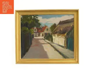 Maleri af dansk landsby (str. 50x42 cm)