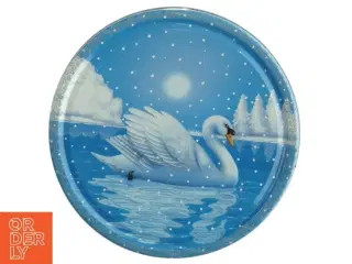 Dekorativ kagedåse med svane motiv (str. Ø 19 cm)