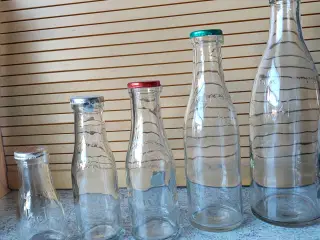 Retro mælkeflasker 5 forskellige str. med kapsler