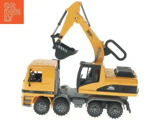 Legetøj lastbil med gravemaskine (str. 35x33 cm)