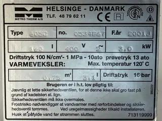 Metro Therm varmtvandsbeholder