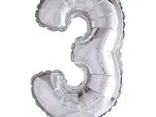 Sølv Folieballon Tal 3 - 41 cm, 1 stk.