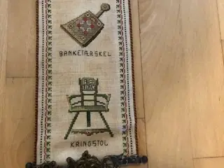 Klokkestrenge, håndbroderede, retro, 2 stk. 