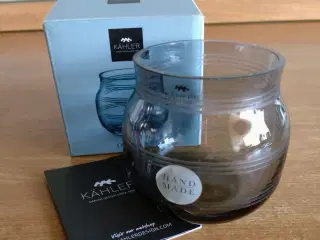 Kähler Omaggio fyrfadsstage, stålblå, - mundblæst