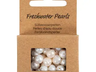 Ferskvandsperler, Gennemboret på langs, diam. 4 mm, hulstr. 1 mm, perlemor, 40stk./ 1 pk.