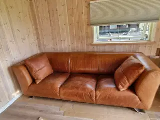 Brun 3 personers lædersofa