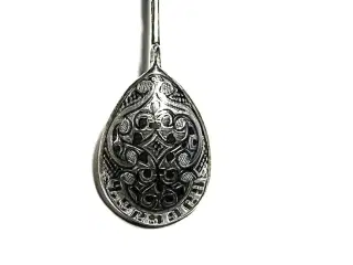 Russisk sølvske med emalje.