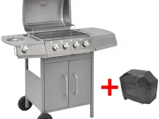 Gasgrill 4 + 1 grillzoner sølvfarvet