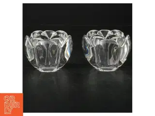 Gennemsigtig glas lysestage (str. H. 7 cm. ø. 9 cm)