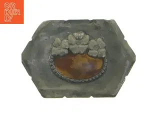 Antik Tin æske med Skildpadde skjold (str. 9 x 6 x 2 cm)