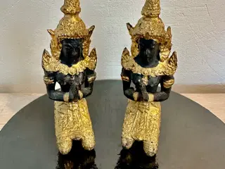 To vintage Buddhafigurer håndstøbte af bronze