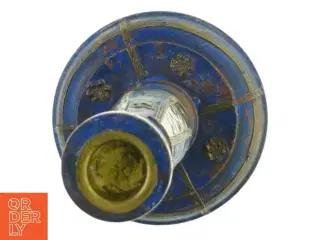 Vintage Rustik Træ Lysestage med metal ornamentik (str. 32 x 12 cm)