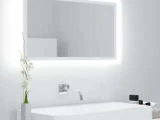 Badeværelsesspejl med LED-lys 80x8,5x37 cm akryl hvid