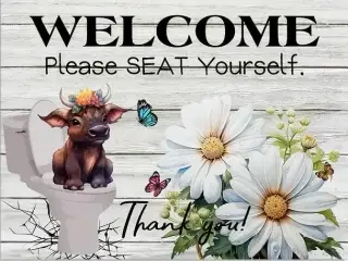 * Lærredsmaleri; Welcome, please seat yourself