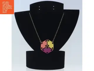 Farverig geometrisk halskæde (str. 67 cm)