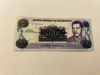 100000 Cordobas on 100 Cordobas Nicaragua 1985
