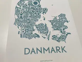 Plakater kort Danmark og Europa