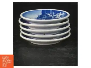 Blå-og-hvid vægplade fra Svendborg Havn, Royal Copenhagen (str. 8 cm. 5 stykker)