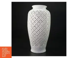 Hvid Hulmønstret gennembrudt Vase (str. 31 x 15 cm)