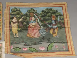 Smukt gammelt Indisk maleri på stof