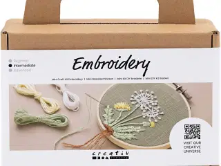 Mini DIY Kit Broderi, Broderiramme, støvet grøn, 1 pk.
