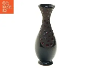 Sort vase med mønster (str. Ø 5,5 cm længde 20 cm)