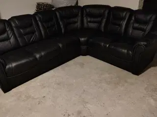 Sort læder hjørnesofa 
