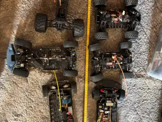 6 chassis med dele til fjernstyret biler sælges sa