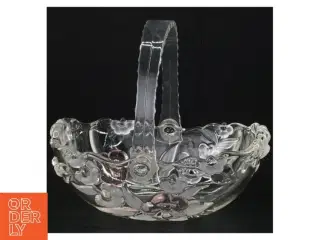 Kurv i krystal glas med blomsterdekoration (str. 20 x 16 x 17 cm)