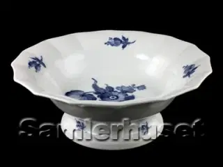 Blå Blomst Kantet Salatskål rund lav fod.