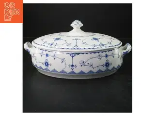 Ovalt porcelæn fad med låg (str. 24x18 cm)