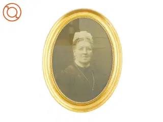 Oval guldramme med foto af kvinde (str. LB 58x44,5 cm)