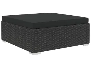 Haveloungesæt 5 dele med hynder polyrattan sort