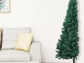 Kunstigt halvt juletræ med fod 180 cm PVC grøn