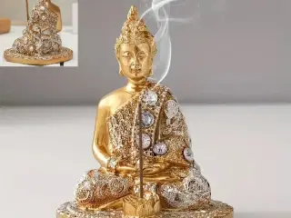 * Smukkeste Buddha i guld med krystaller, røgelses