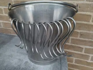 Rustfri stålspand, kroge & strygestål