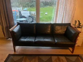 3 personers sofa blå læder 