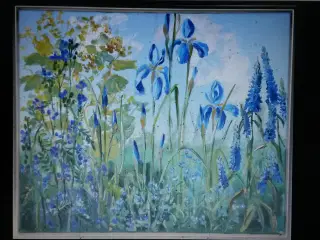 smukt maleri af Anne Just iris og lupiner