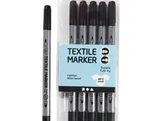 Tekstiltusch, streg 2,3+3,6 mm, sort, 6stk./ 1 pk.