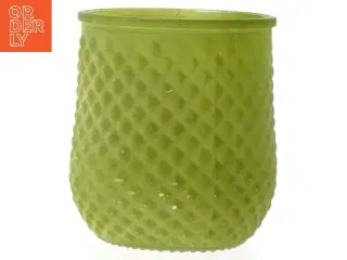 Grønt dekoreret lysglas (str. 11 cm)