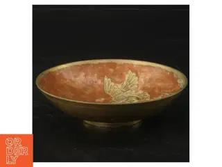 Cloisonne Messing skål med dekorativt emalje mønster (str. Ø. 12 cm)