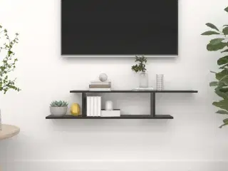 Væghængt tv-hylde 125x18x23 cm konstrueret træ sort