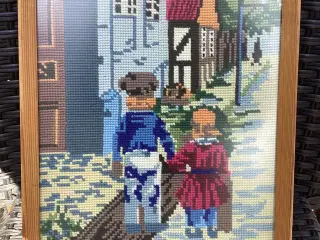 Ældre broderi “rejsen til Amerika”