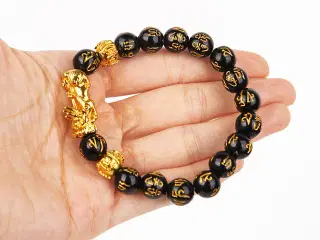 Feng Shui armbånd .10 mm.+12mm perler