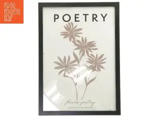 Indrammet plakat med blomsterdesign (str. 32x22,5 cm)
